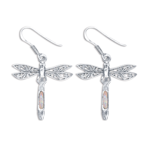 Dragonfly Earrings with Opal - Zero Point Crystals