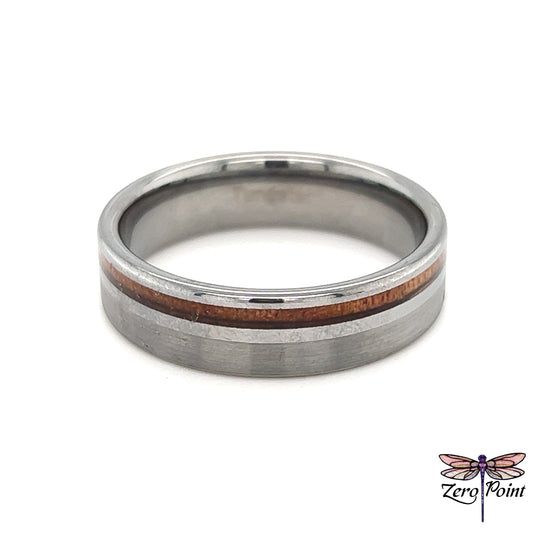 Tungsten and Koa Wood Ring 18503 - Zero Point Crystals