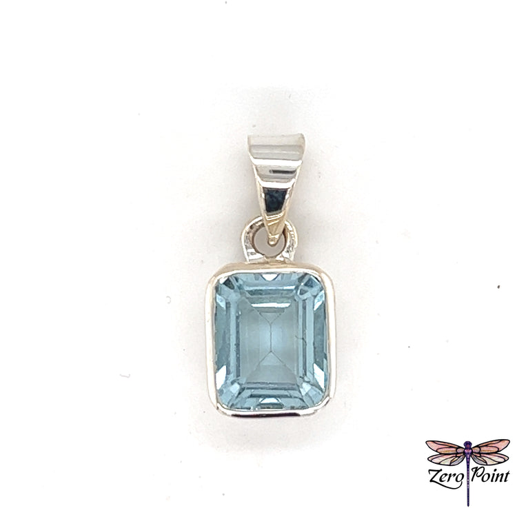 Blue Topaz Rectangle Pendant - Zero Point Crystals