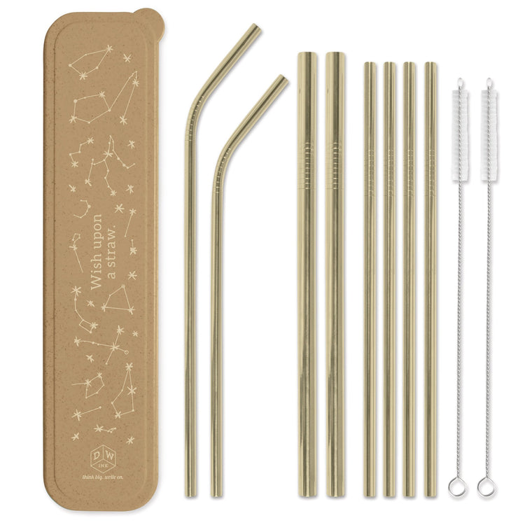 Stainless Steel Gold Straw Set - Zero Point Crystals