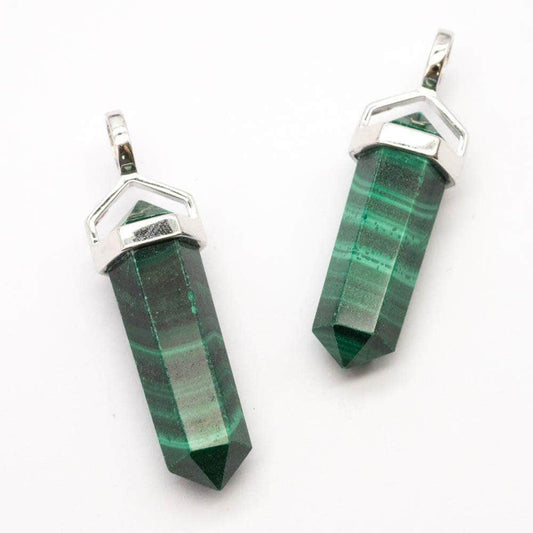 Malachite Double Point Pendant - Zero Point Crystals