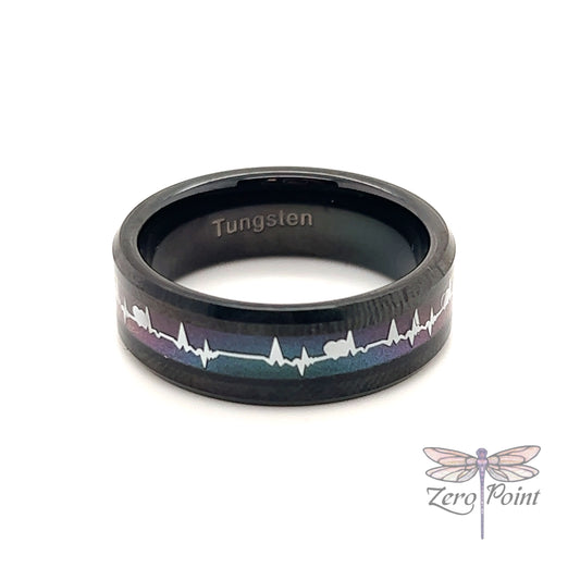 Tungsten Hearbeat Pattern Ring - Zero Point Crystals