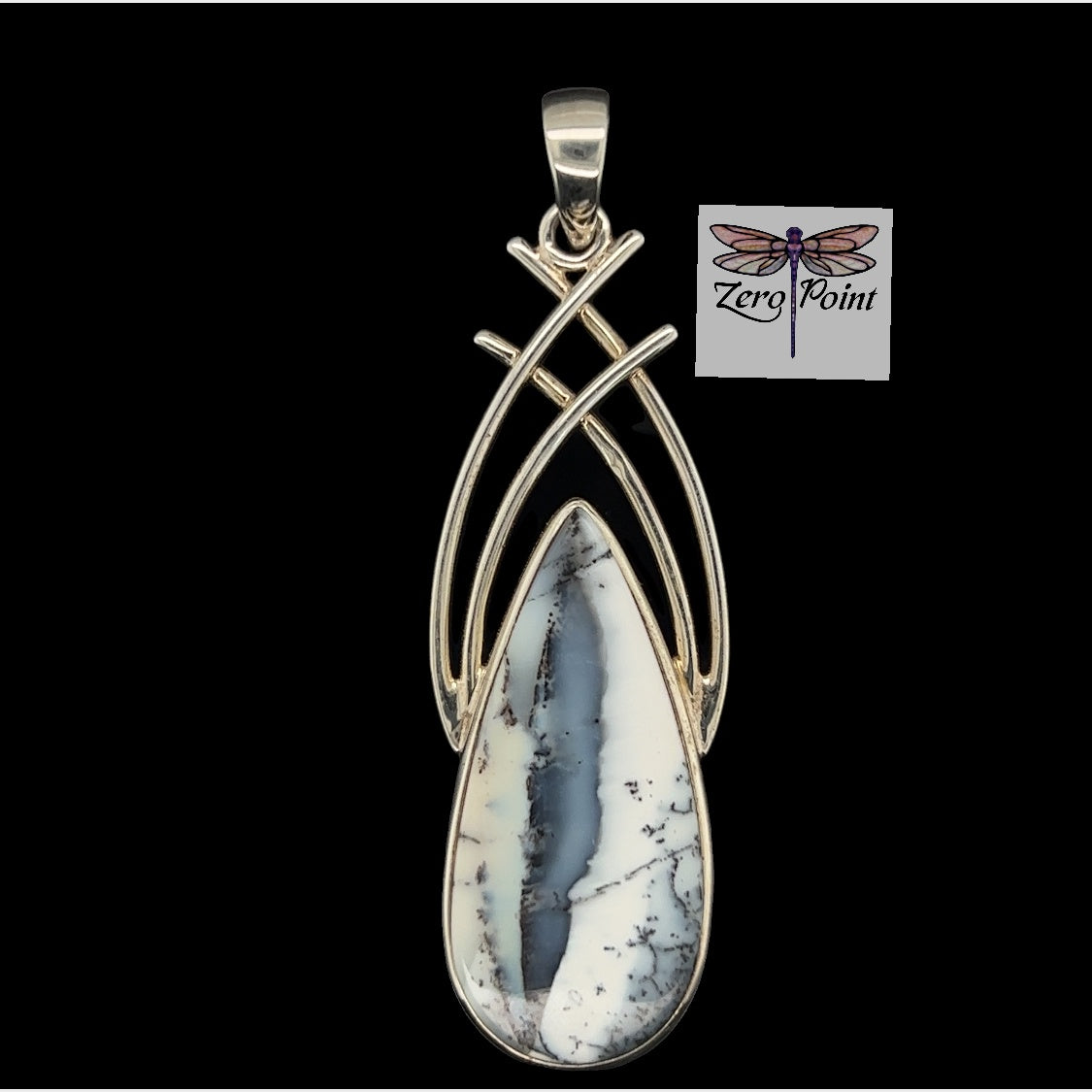 Dendritic Agate Drop Frame Pendant - Zero Point Crystals