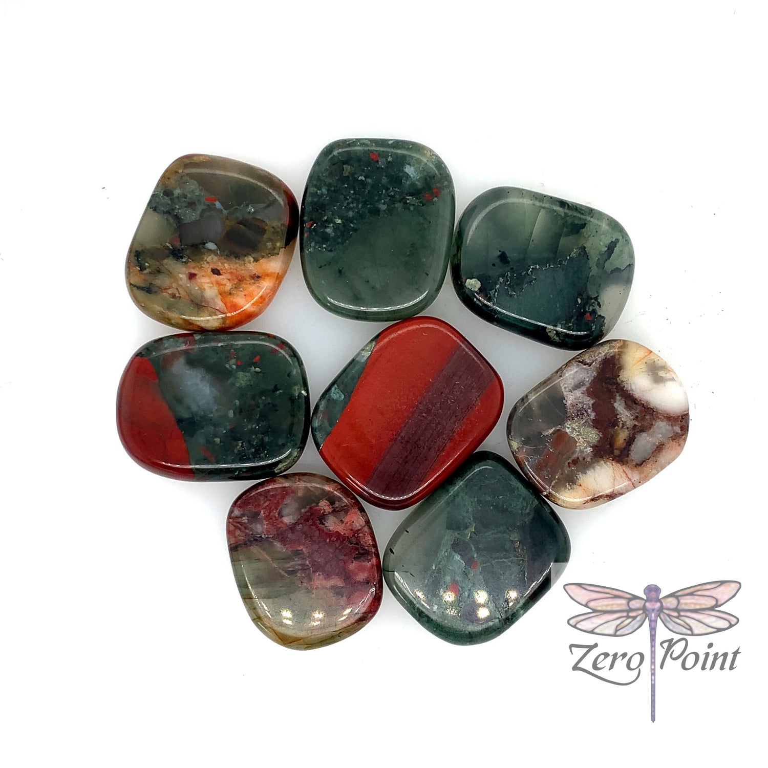 Bloodstone Small Smooth Palm Stone - Zero Point Crystals