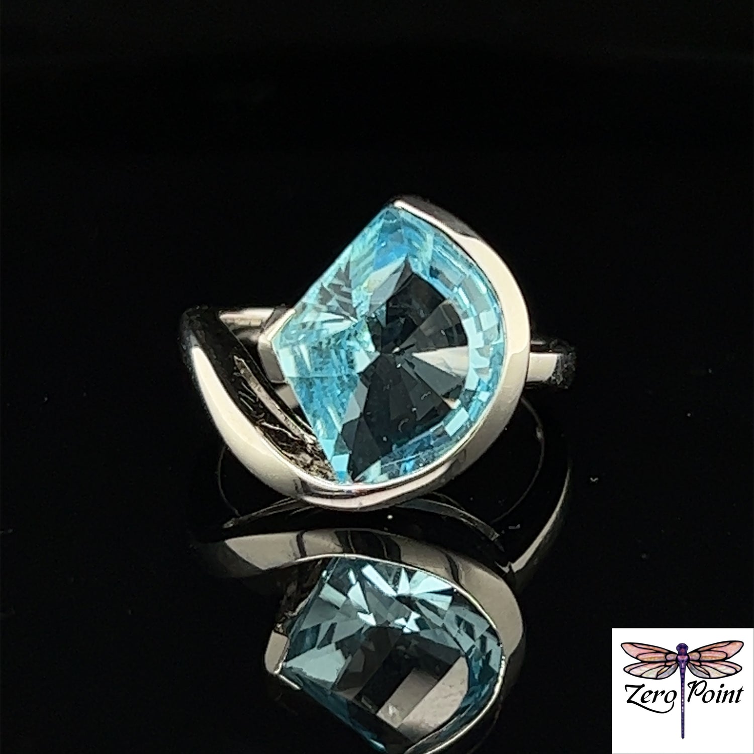 Blue Topaz Fancy Cut Ring - Zero Point Crystals