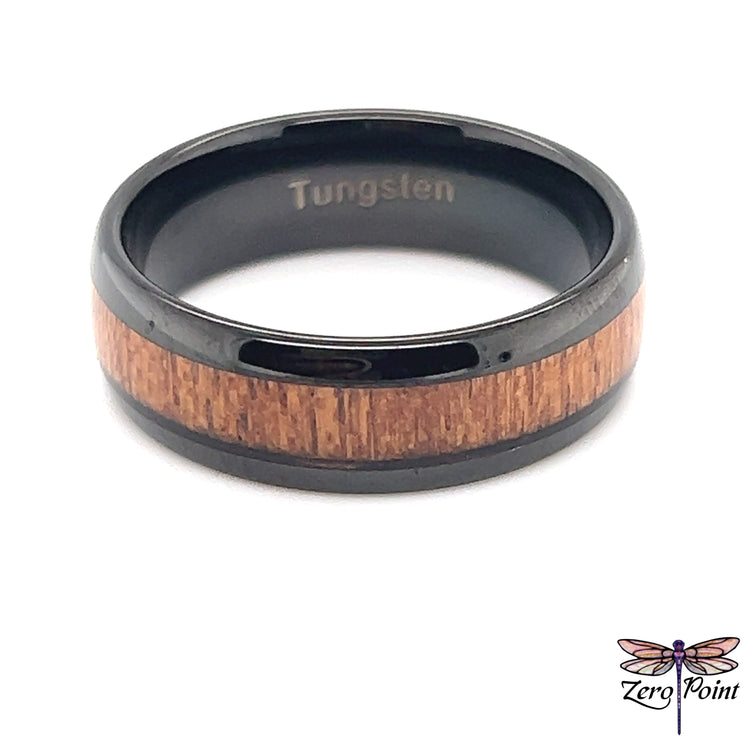 Tungsten & Koa Wood Ring 3927 - Zero Point Crystals