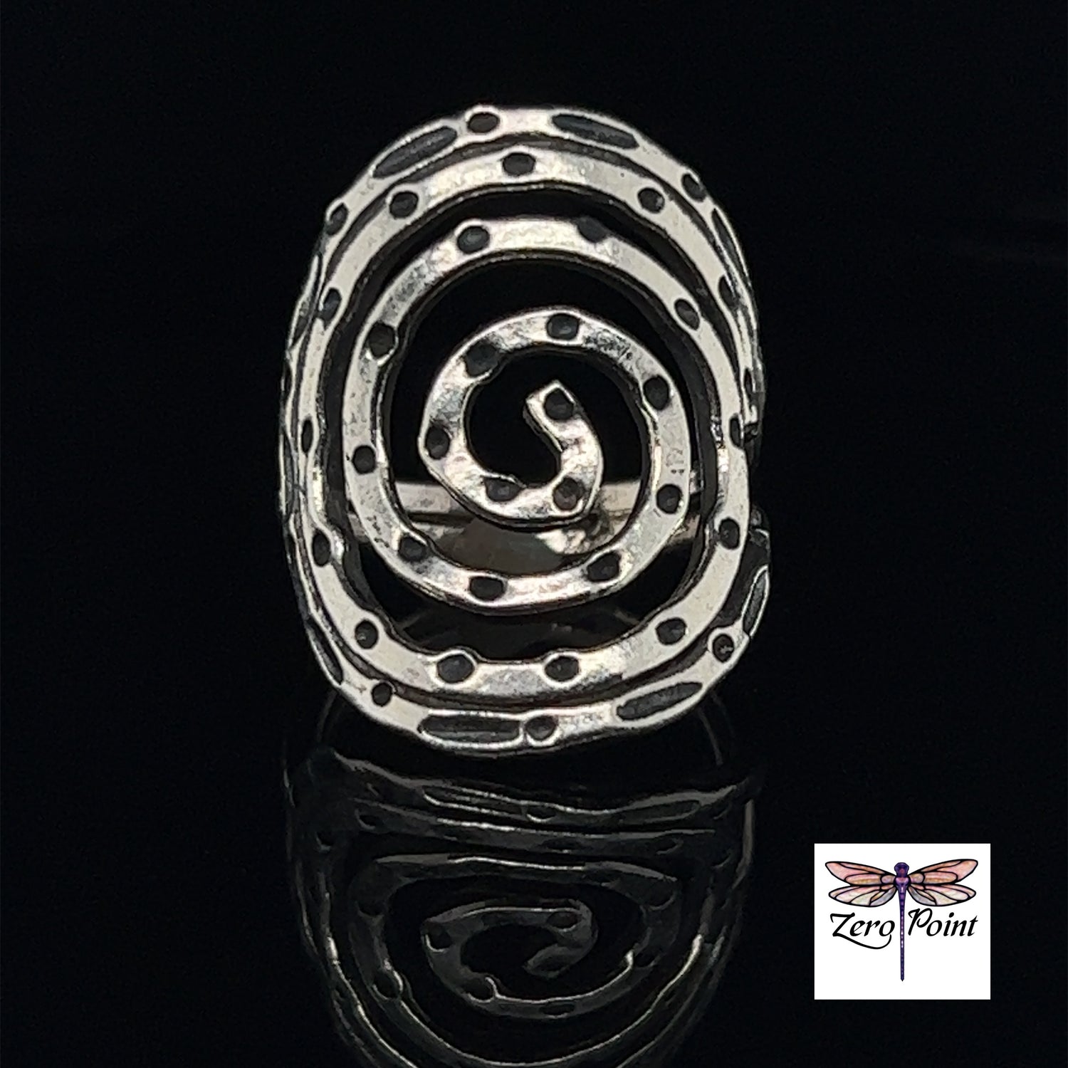 Sterling Silver Spiral Ring - Zero Point Crystals