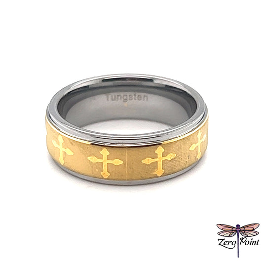 Tungsten Carbide Cross Ring - Zero Point Crystals