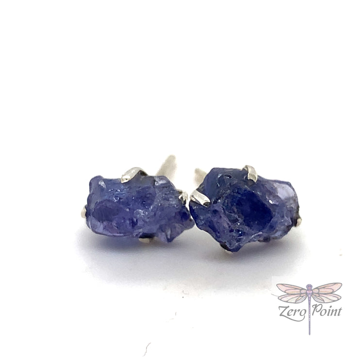 Tanzanite Rough Earrings - Zero Point Crystals