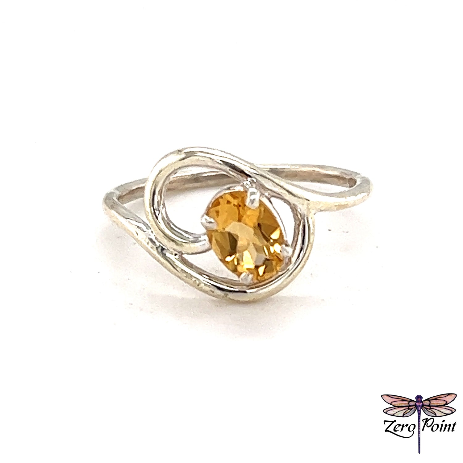 Faceted Oval Cut Citrine Ring - Zero Point Crystals