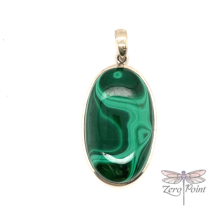 Malachite Oval Pendant - Zero Point Crystals