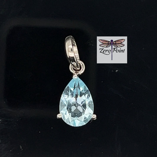 Blue Topaz Pear Pendant - Zero Point Crystals
