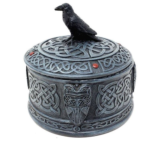 Celtic Raven Round Box - Zero Point Crystals