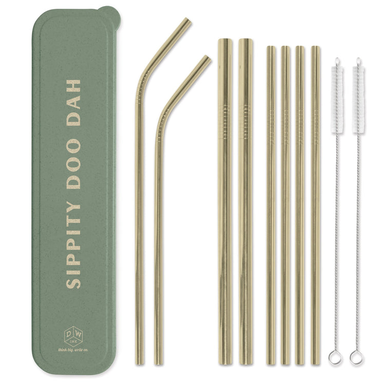 Stainless Steel Gold Straw Set - Zero Point Crystals