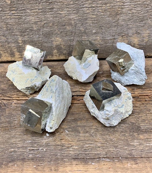 Pyrite Cube in Matrix  3/4" - Zero Point Crystals