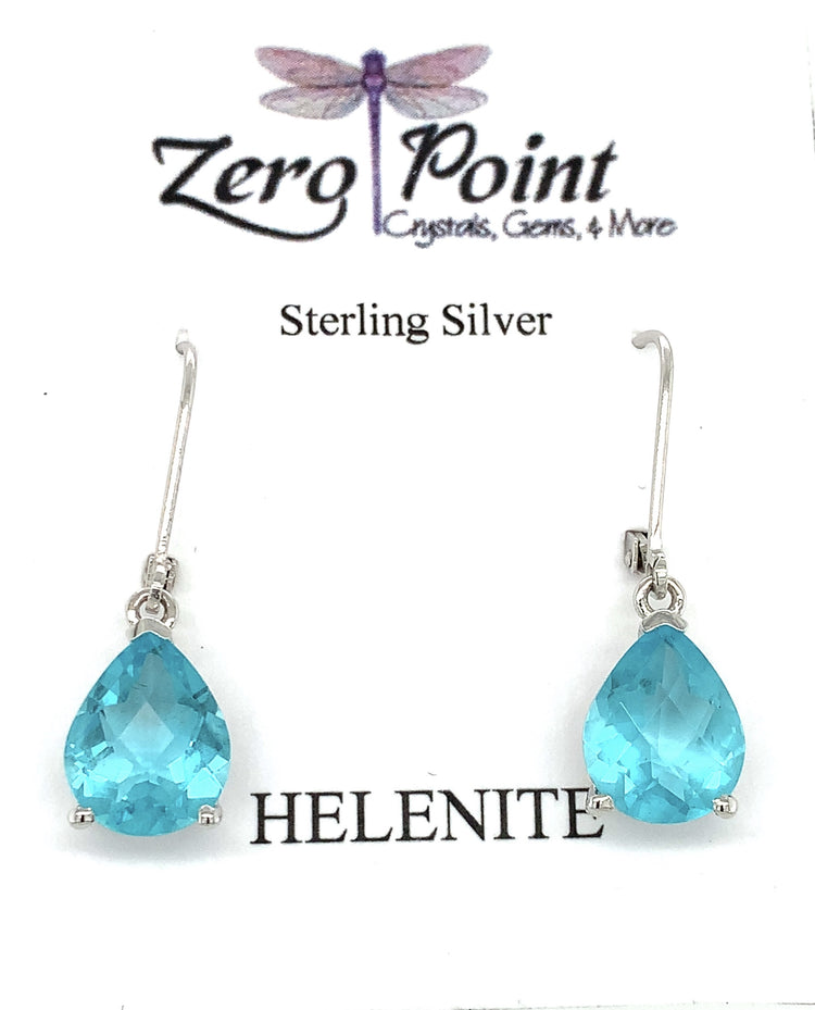 Helenite Teardrop Earrings - Zero Point Crystals