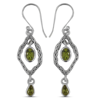 Peridot Dangle Earrings - Zero Point Crystals