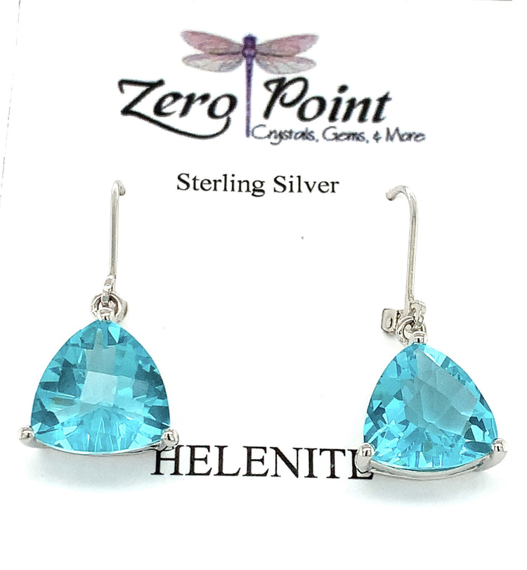 Helenite Trillion Dangle Earrings - Zero Point Crystals