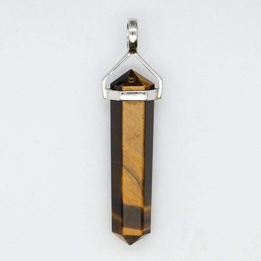 Tiger Eye Double Point Pendant - Zero Point Crystals