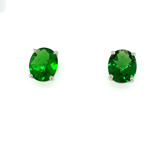 Helenite Oval Post Earrings 1023 - Zero Point Crystals