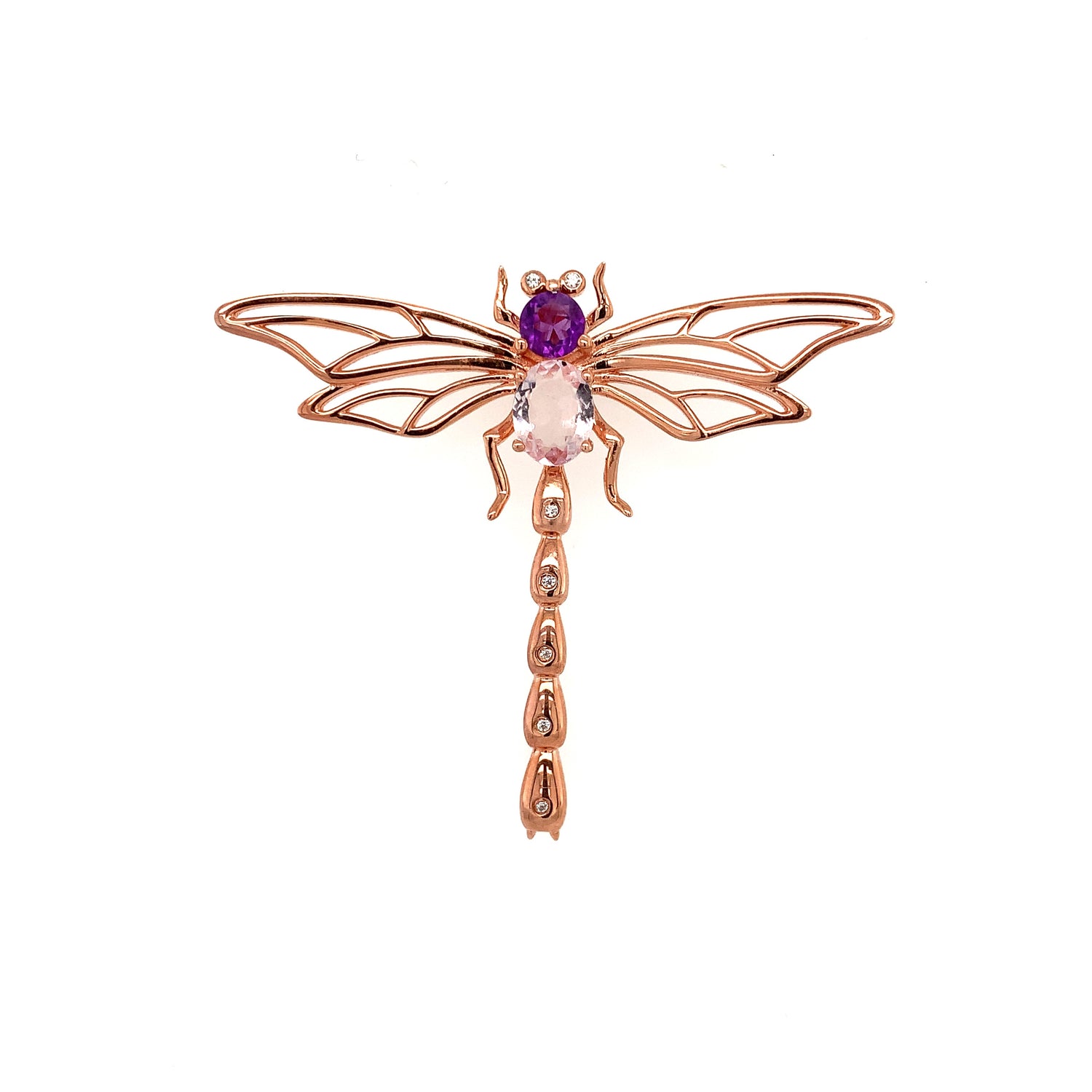 Morganite Dragonfly Pendant - Zero Point Crystals