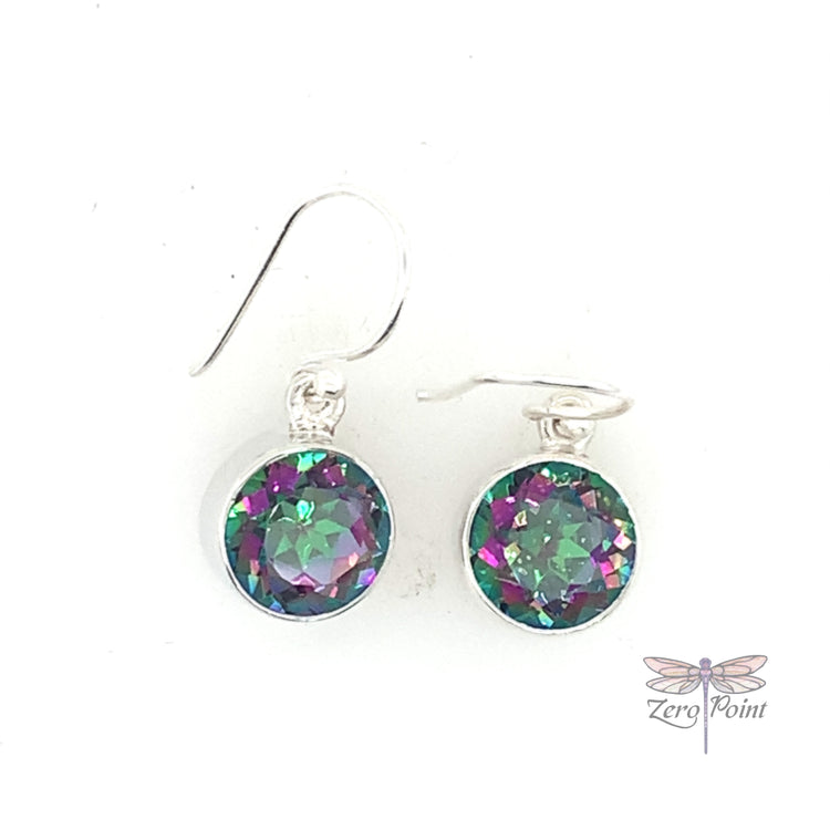 Mystic Topaz Round Dangle Earring - Zero Point Crystals