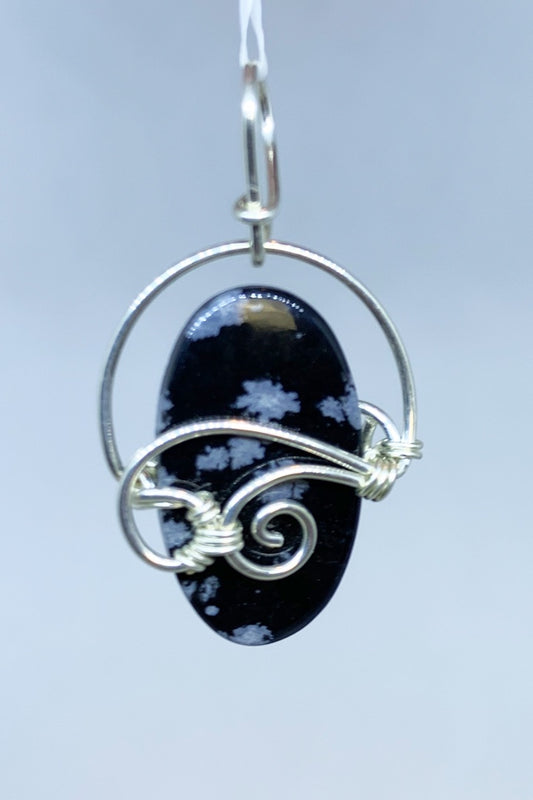 Snowflake Obsidian Wire Wrap Pendant - Zero Point Crystals