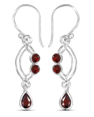 Garnet Dangle Earrings - Zero Point Crystals