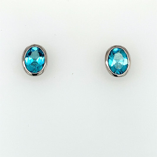 Helenite Oval Bezel Post Earrings - Zero Point Crystals