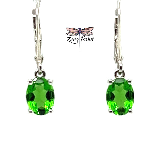 Helenite Oval Dangle Earrings 1013 - Zero Point Crystals