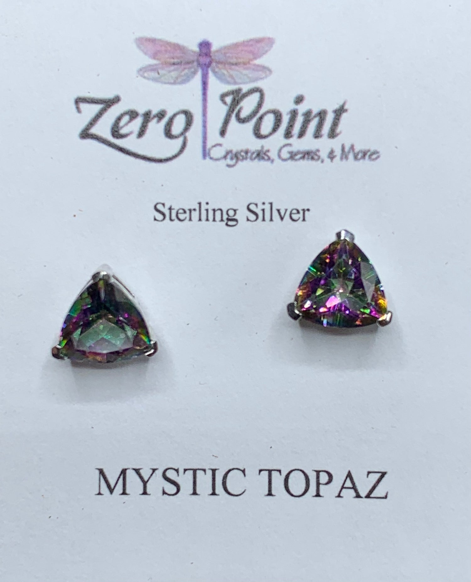 Mystic Topaz Trillion Stud Earring - Zero Point Crystals