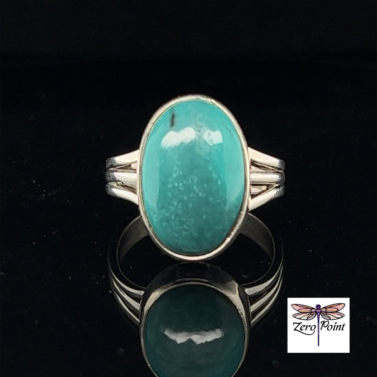 Turquoise Oval Split Band Ring - Zero Point Crystals