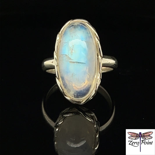 Moonstone Oval Ring Sz 8 - Zero Point Crystals