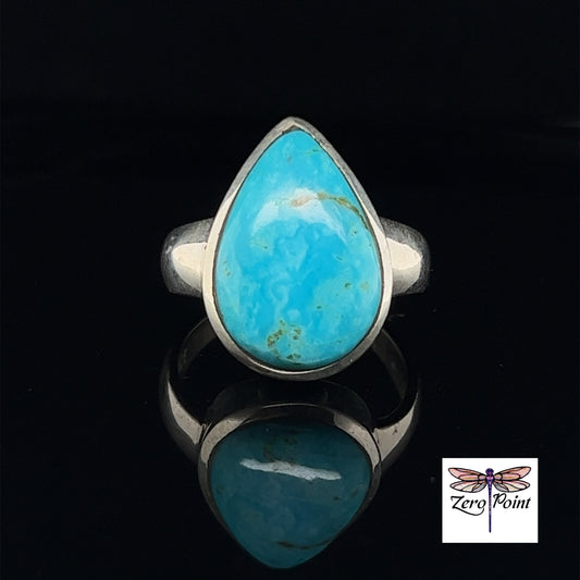 Turquoise Teardrop Ring Sz 9 - Zero Point Crystals