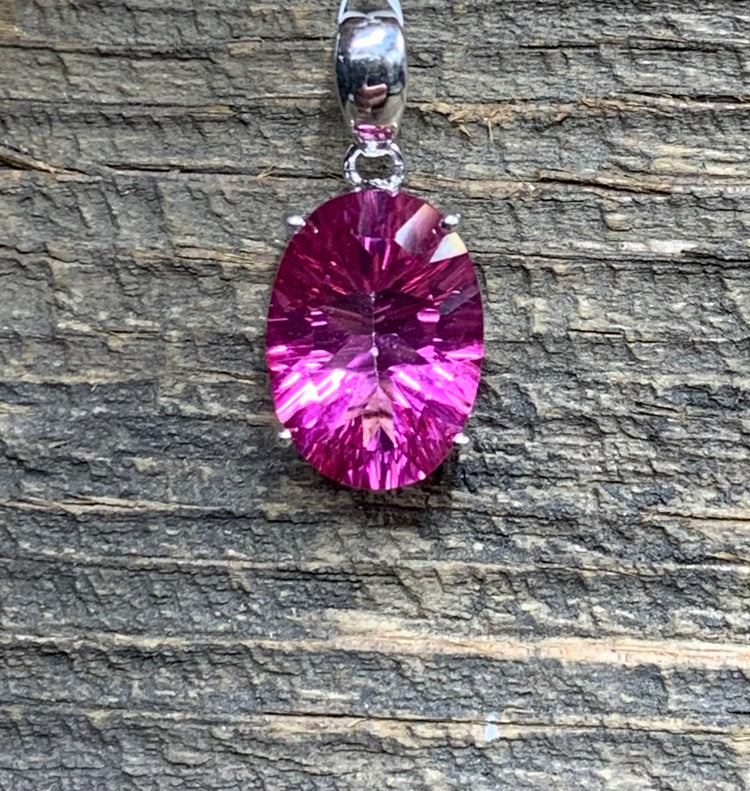 Pink Topaz Oval Pendant - Zero Point Crystals