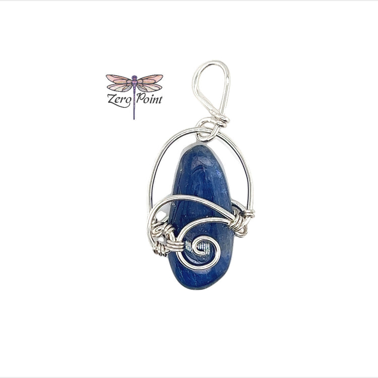Blue Kyanite Wire Wrapped Pendant - Zero Point Crystals