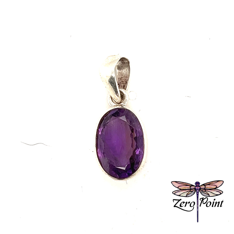 Amethyst Faceted Oval Pendant - Zero Point Crystals