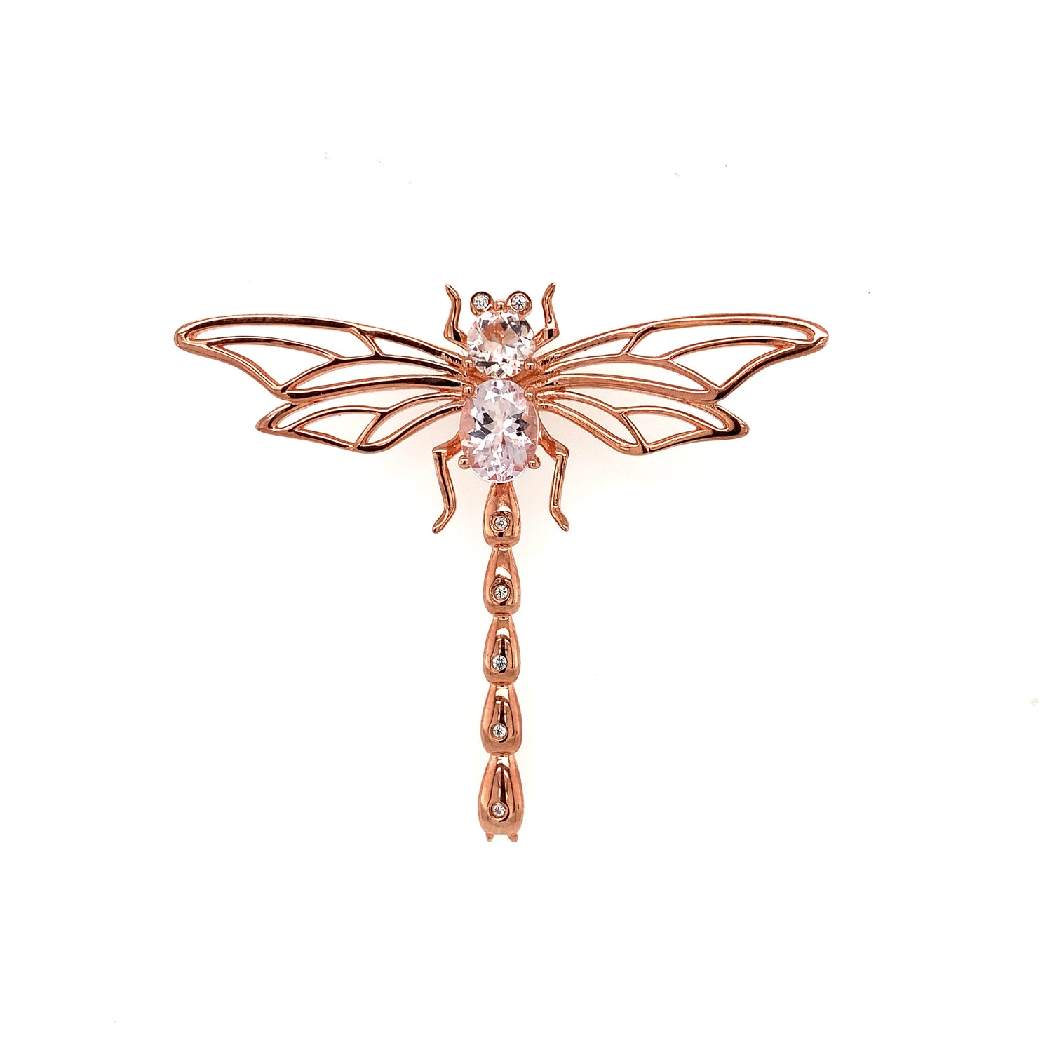 Morganite Dragonfly Pendant - Zero Point Crystals