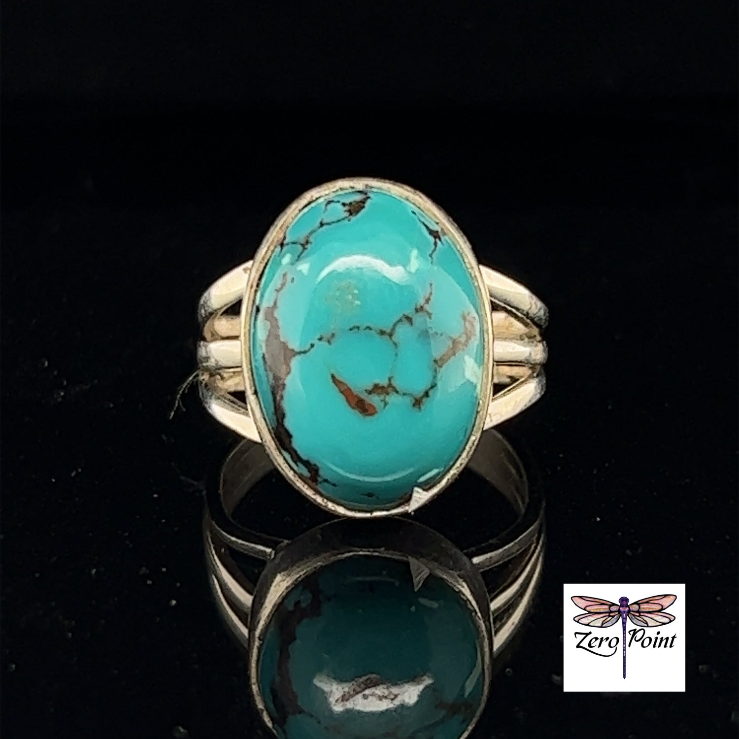 Turquoise Oval Split Band Ring - Zero Point Crystals