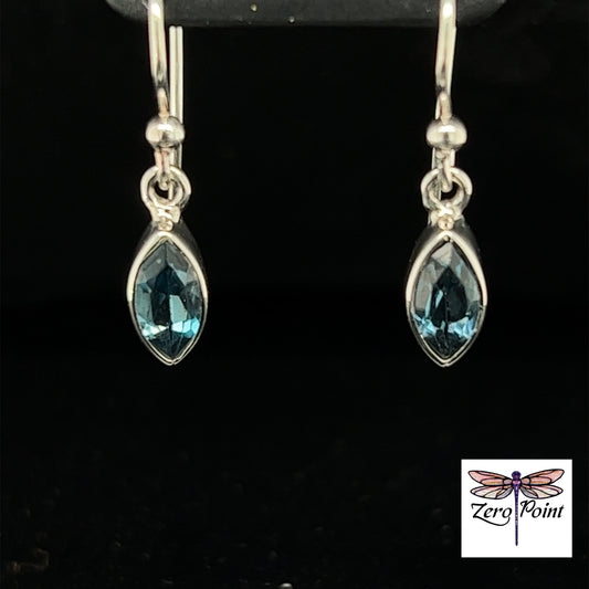 Blue Topaz Marquis Earrings - Zero Point Crystals