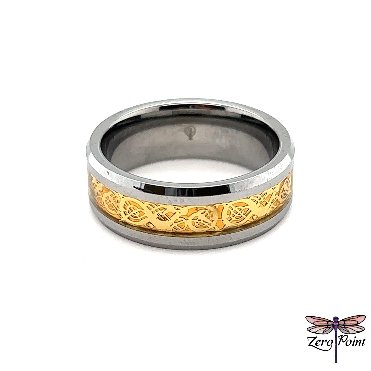 Tungsten Carbide Gold Inlayed Ring - Zero Point Crystals