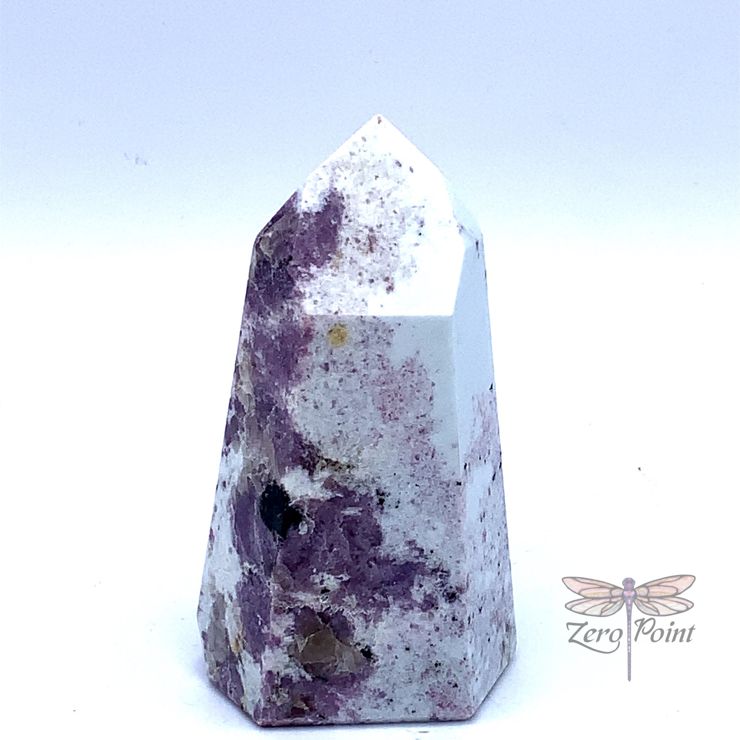 Lepidolite with Albite Obelisk - Zero Point Crystals