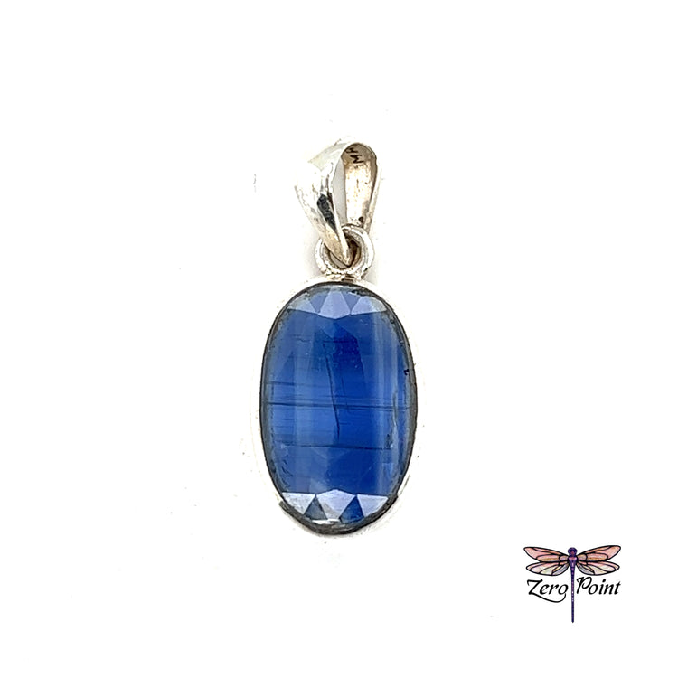 Blue Kyanite Faceted Oval Pendant - Zero Point Crystals