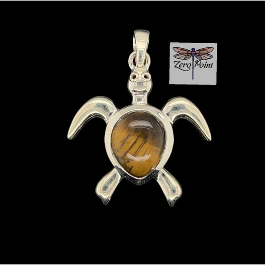 Tiger EyeTurtle Pendant - Zero Point Crystals