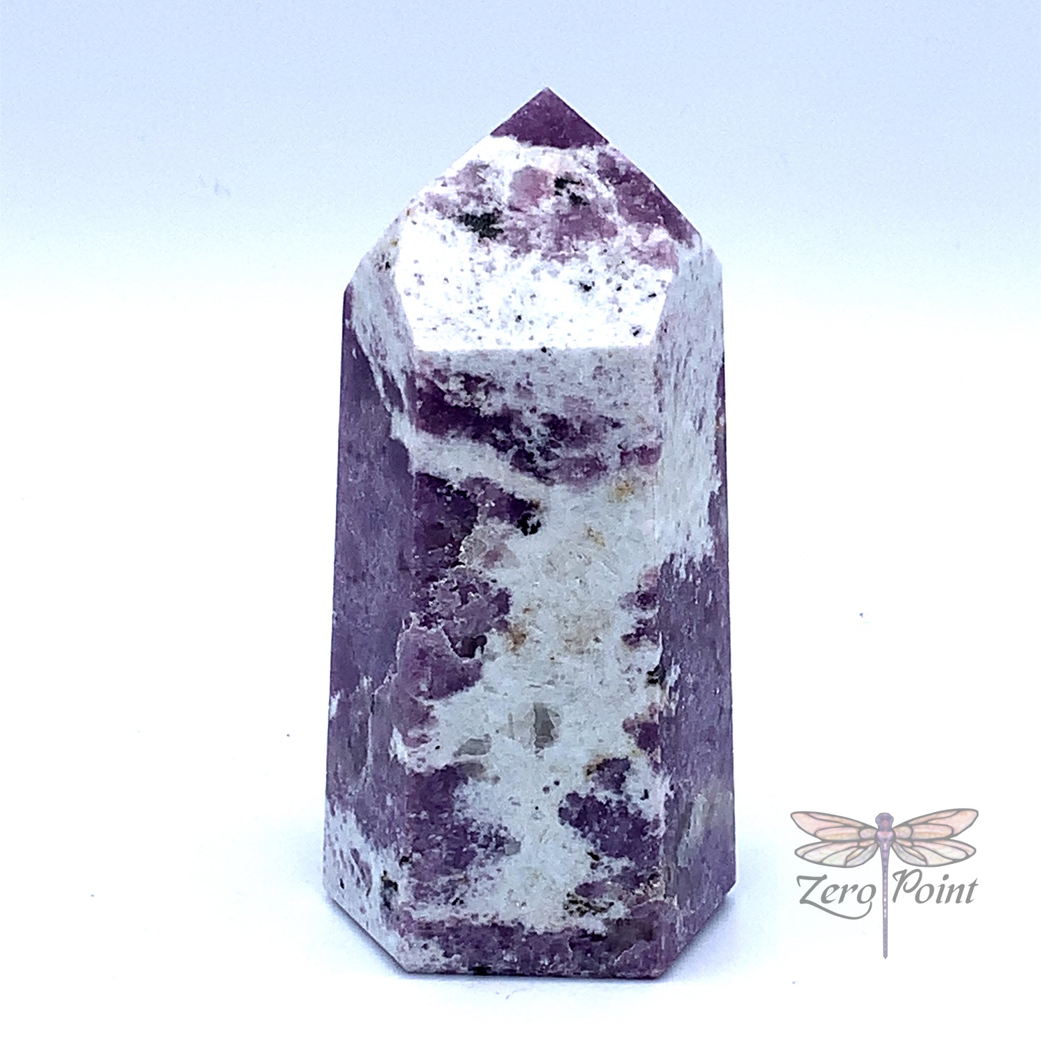 Lepidolite with Albite Obelisk - Zero Point Crystals