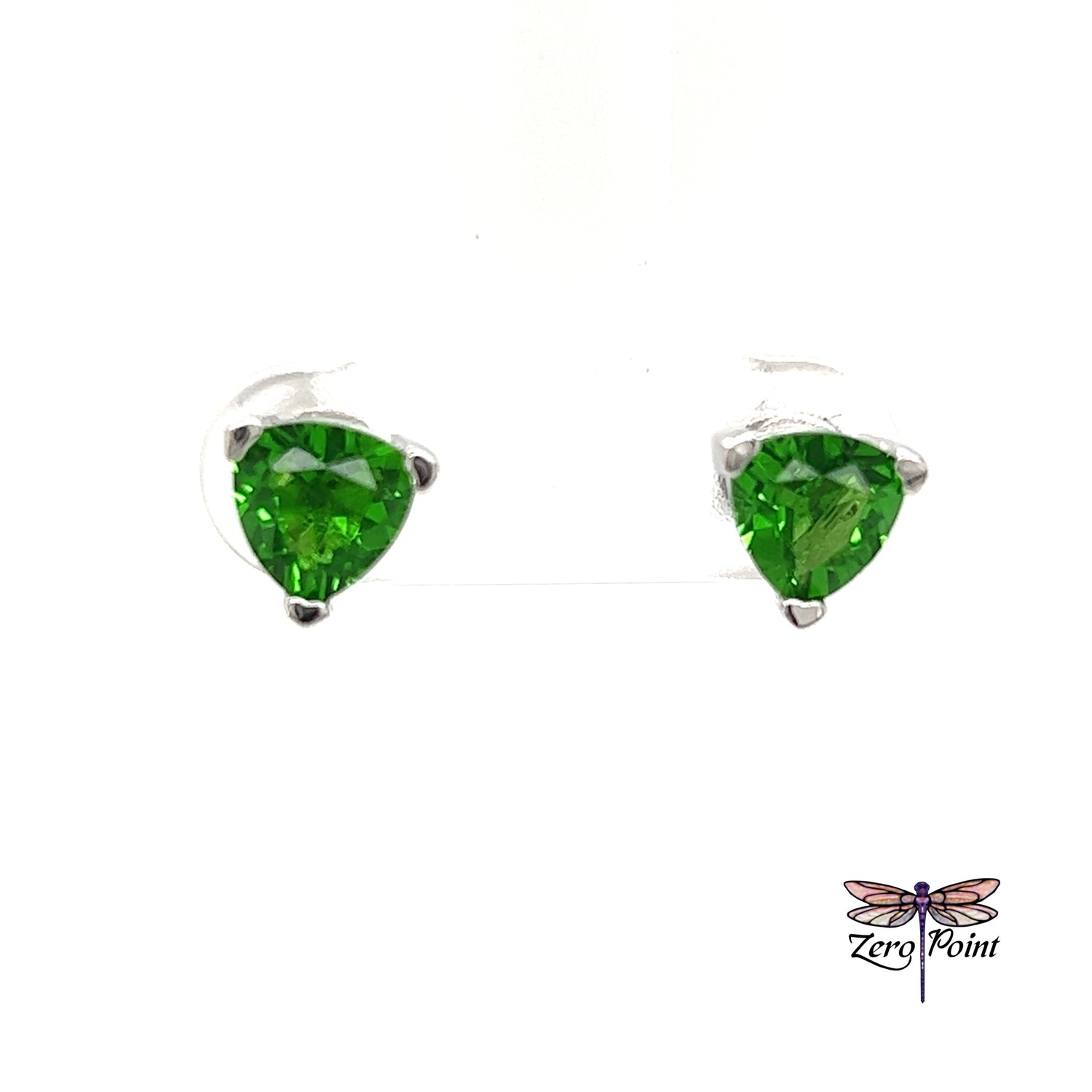 Helenite Trillion Post Earrings - Zero Point Crystals