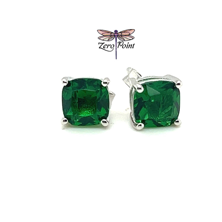 Helenite Square Post Earrings - Zero Point Crystals