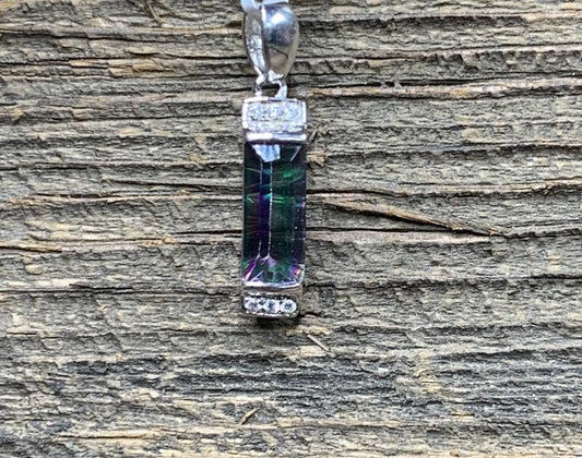 Mystic Topaz Rectangle Channel Set Pendant - Zero Point Crystals