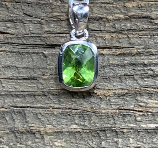 Peridot Rectangle Bezel Set Pendant - Zero Point Crystals